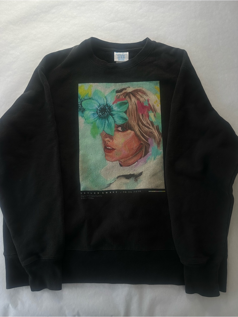 Taylor Swift Champion Nashid Chroma Black Fleece Crewneck Pullover Men's XL Logo